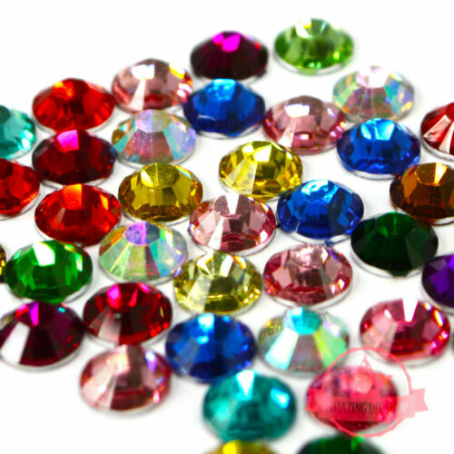 Wholesale 10000 6mm Diy Art Resin 14 Facets Rhinestone Round Flat Back Mix Color