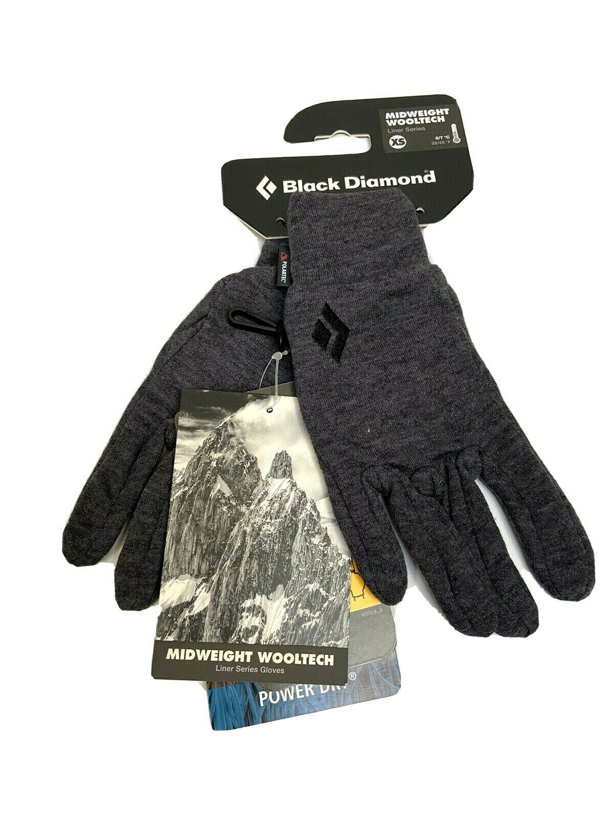 Black Diamond Midweight Wooltech Gloves Xs S Polartec Leather Palm Hiking New