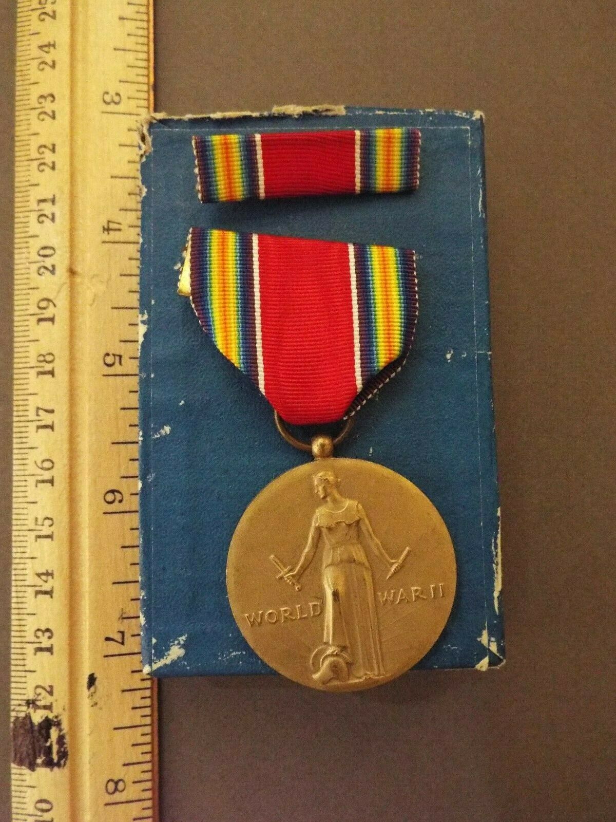 Wwii Medal Campaign Adn Service Victory Metal And Ribbon In Box Free Shipping H7