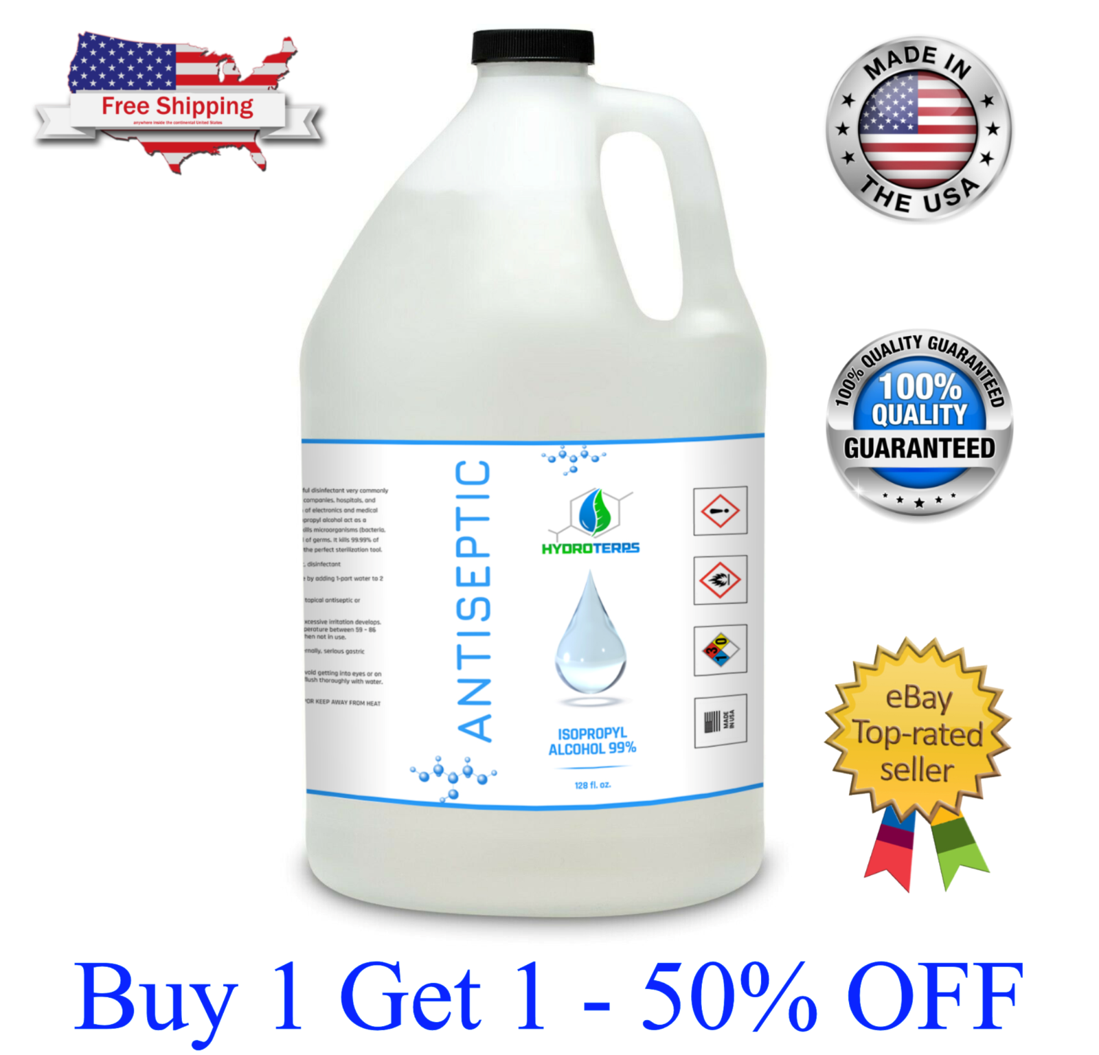 Isopropyl Alcohol 99% 1 Gallon For Sanitizing And Disinfecting Rubbing Alcohol