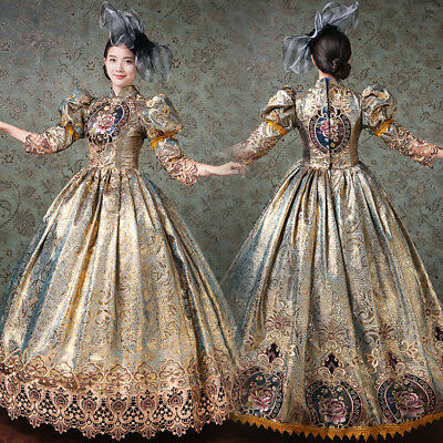 Women Medieval Marie Antoinete Rococo Victorian Long Dress Mary Party Costume