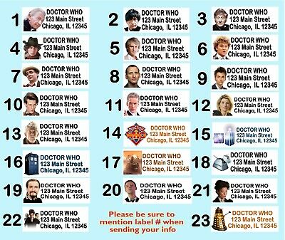 30 Doctor Who Return Address Labels **41 Designs**
