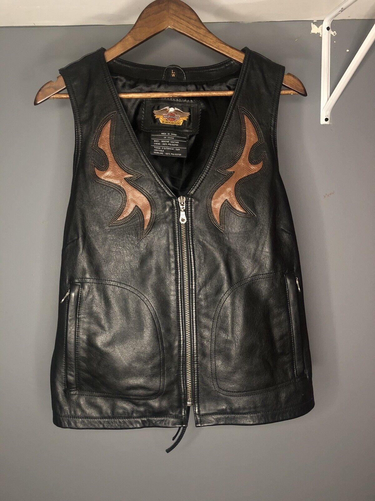 vintage Women Leather Harley Davidson Biker vest size L