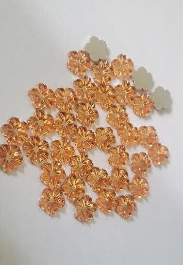 CraftbuddyUS 100pcs 12mm PEACH Flat Back Flower Acrylic Rhinestone Gems DIY