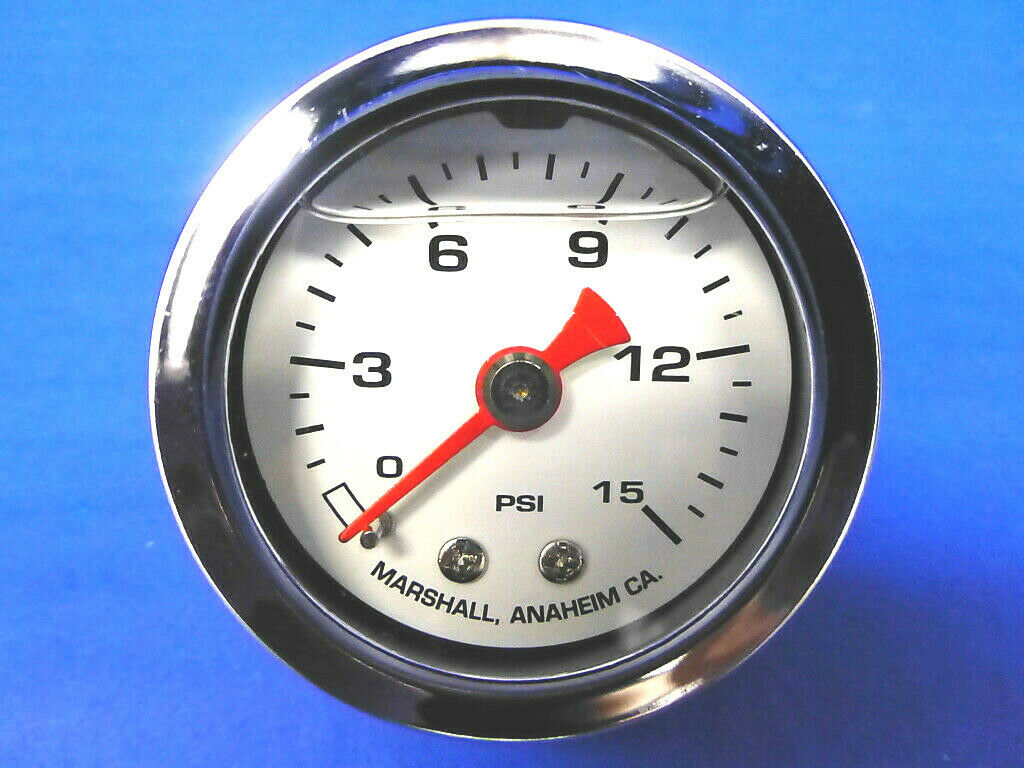 Marshall Gauge 0-15 psi Fuel Pressure Oil Pressure White 1.5