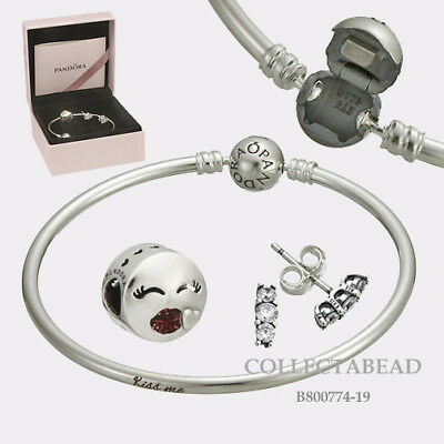 Authentic Pandora Sterling Silver Kiss Me Bangle Gift Set B800774-19