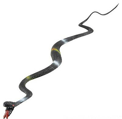 1 Black Huge Rubber Snake 24" Realistic Fake Snakes Hissing Tongue, Gag Gift
