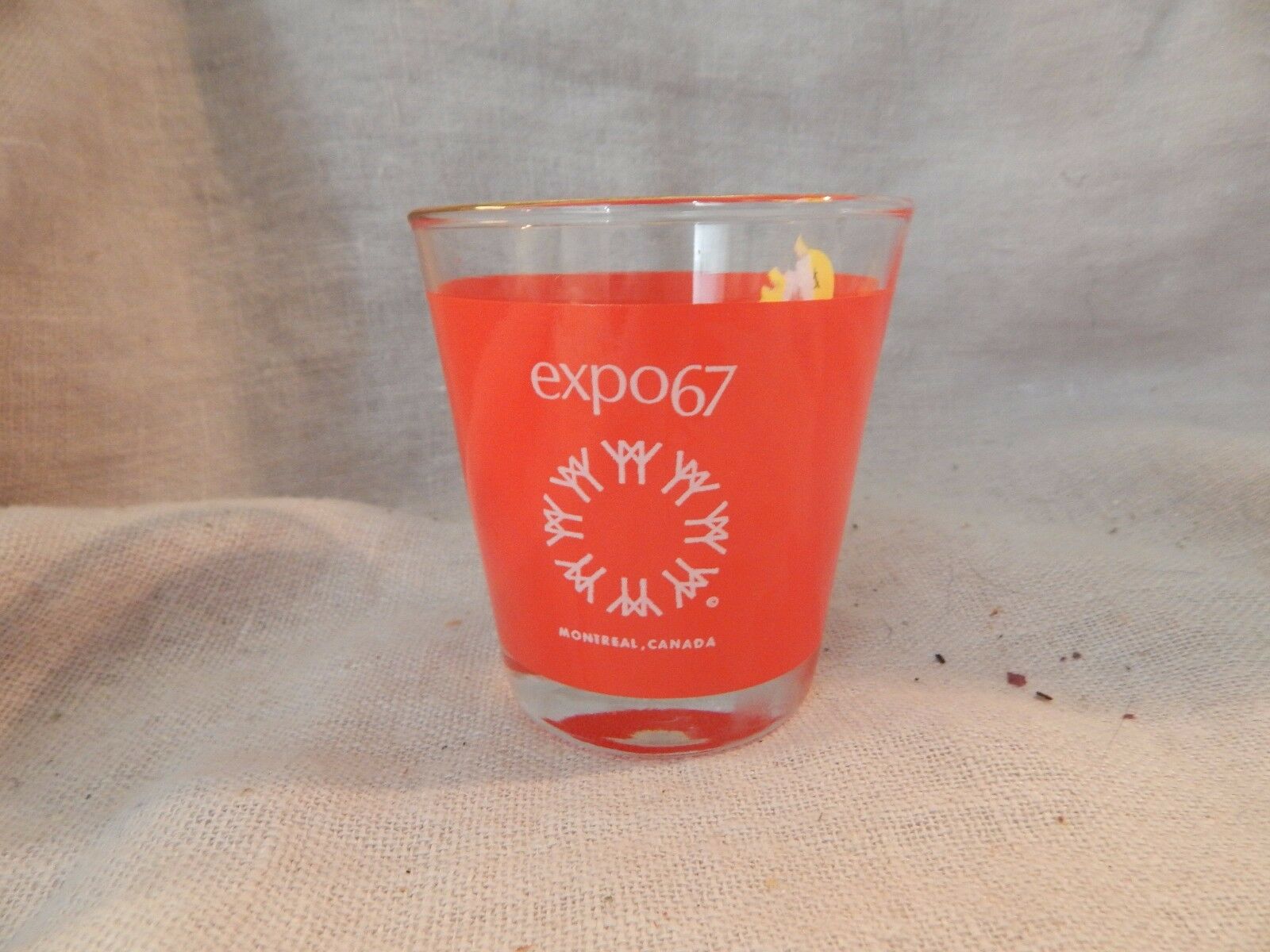 Vintage Expo 67 Montreal Red Drink Glass Tumbler 1967 World's Fair