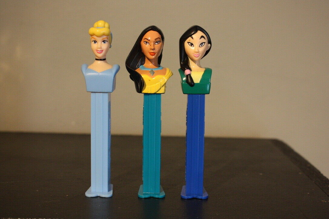 Vtg Lot Of 3 Disney Princess Pez Dispensers Pocahontas & Cinderella & Mulan