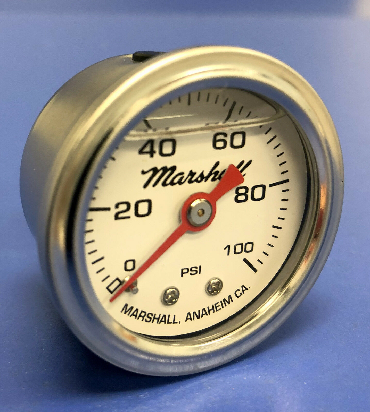 Marshall Gauge 0-100 Psi Fuel Pressure Oil Pressure White 1.5" Diameter Liquid