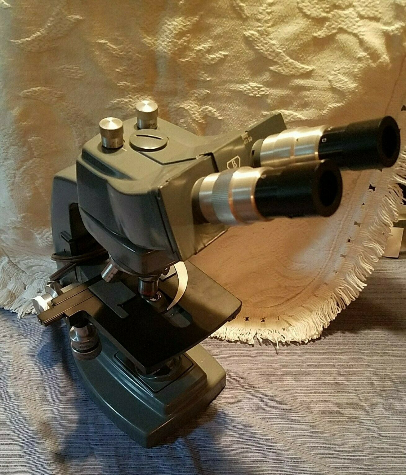 Vintage Large Bausch & Lomb Microscope Heavy