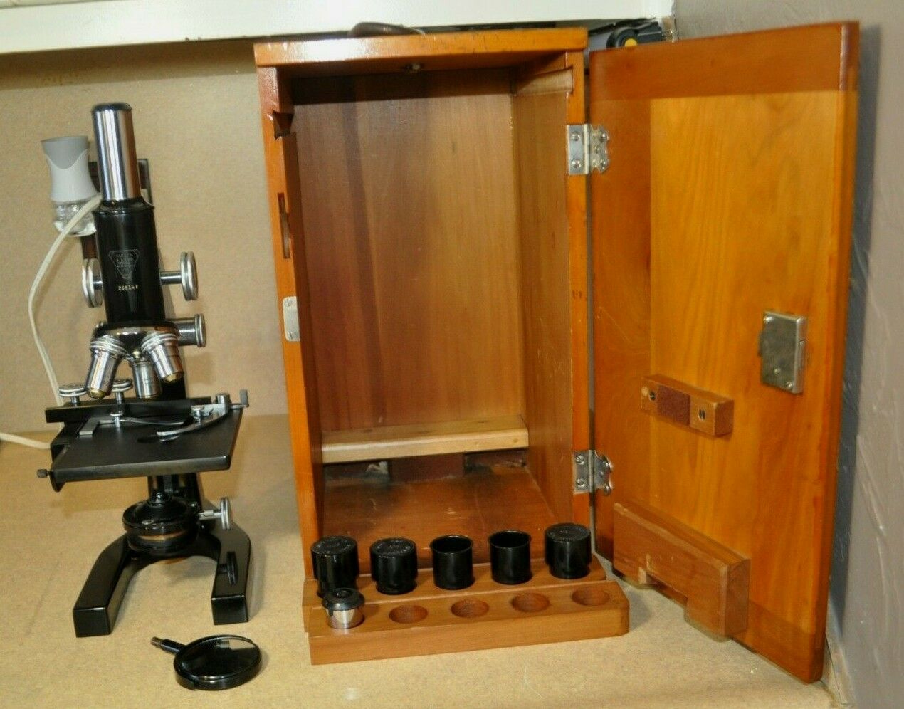 Bausch & Lomb Microscope w/Wooden Case