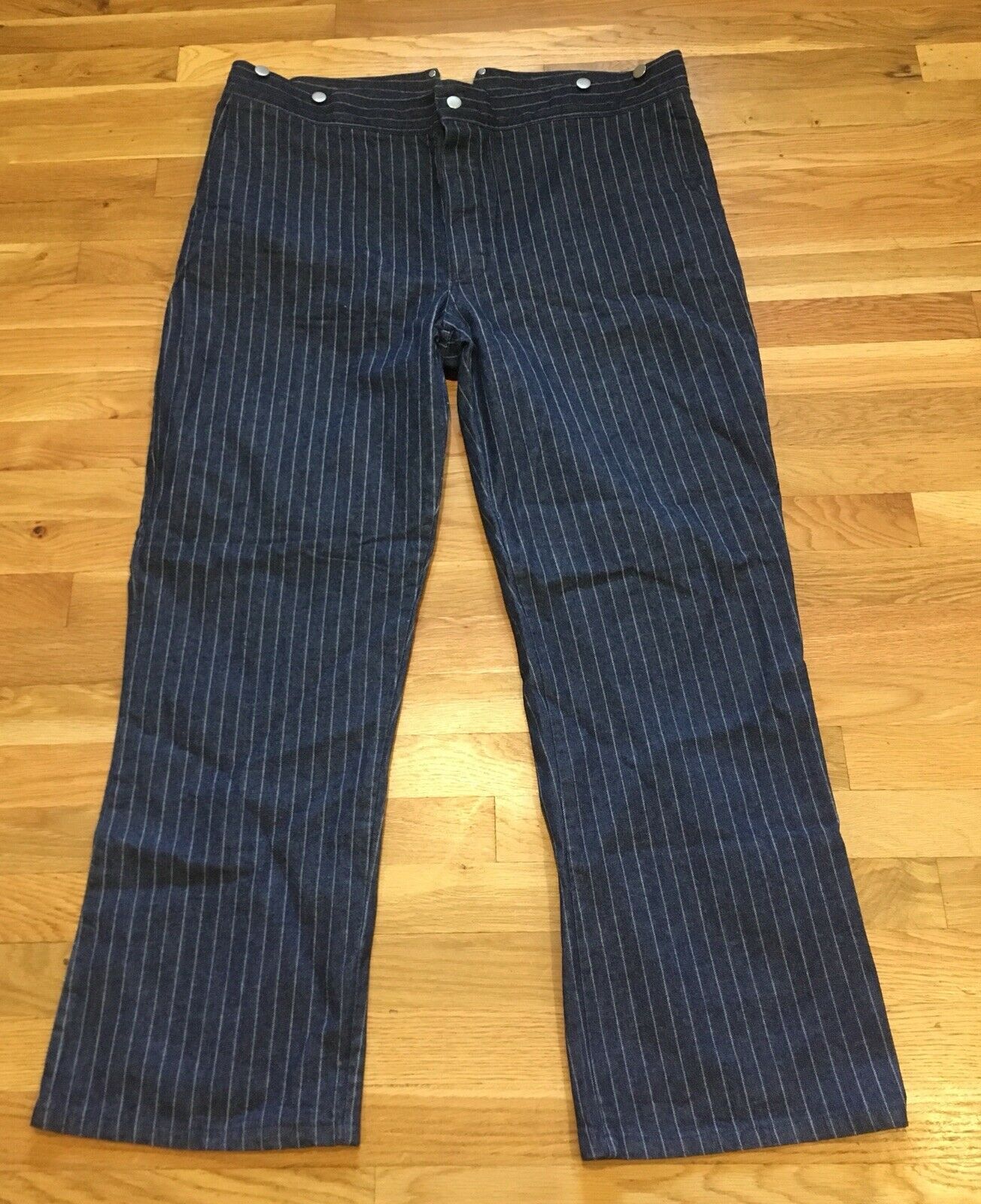 Cowboy Corral Blue Pinstripe Western Steampunk Denim Pants Size 42 X 31