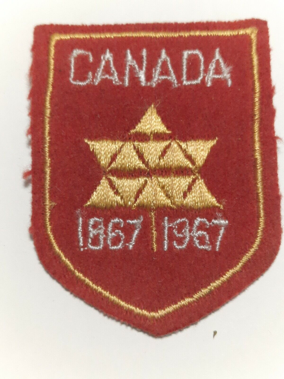 Vintage Canada Confederation 1867 / 1967 Patch , Gold ,