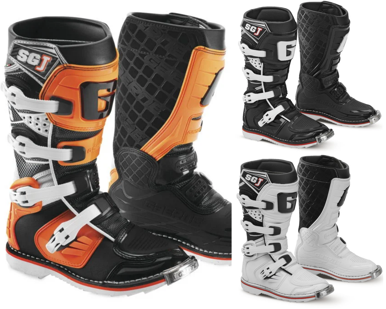 Gaerne Youth Sgj Sg-j Mx Atv Offroad Motocross Racing Boots White Black/orange