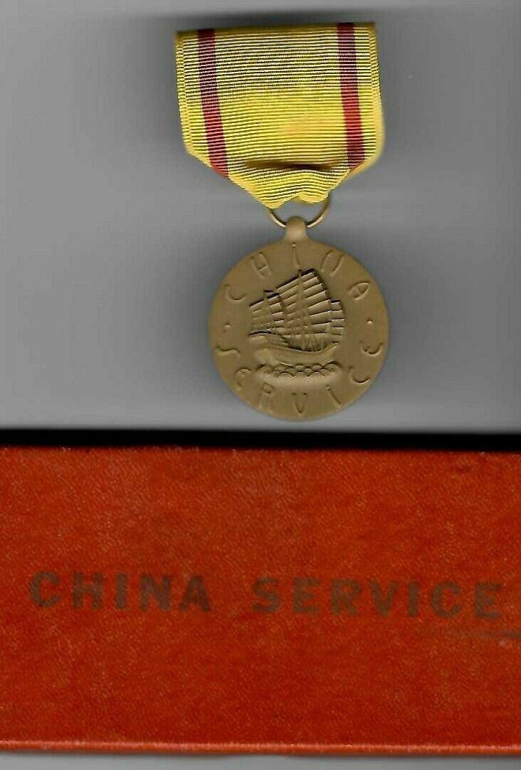 Original Issue WWII era Titled Boxed US Navy China Service Medal circa 1950s