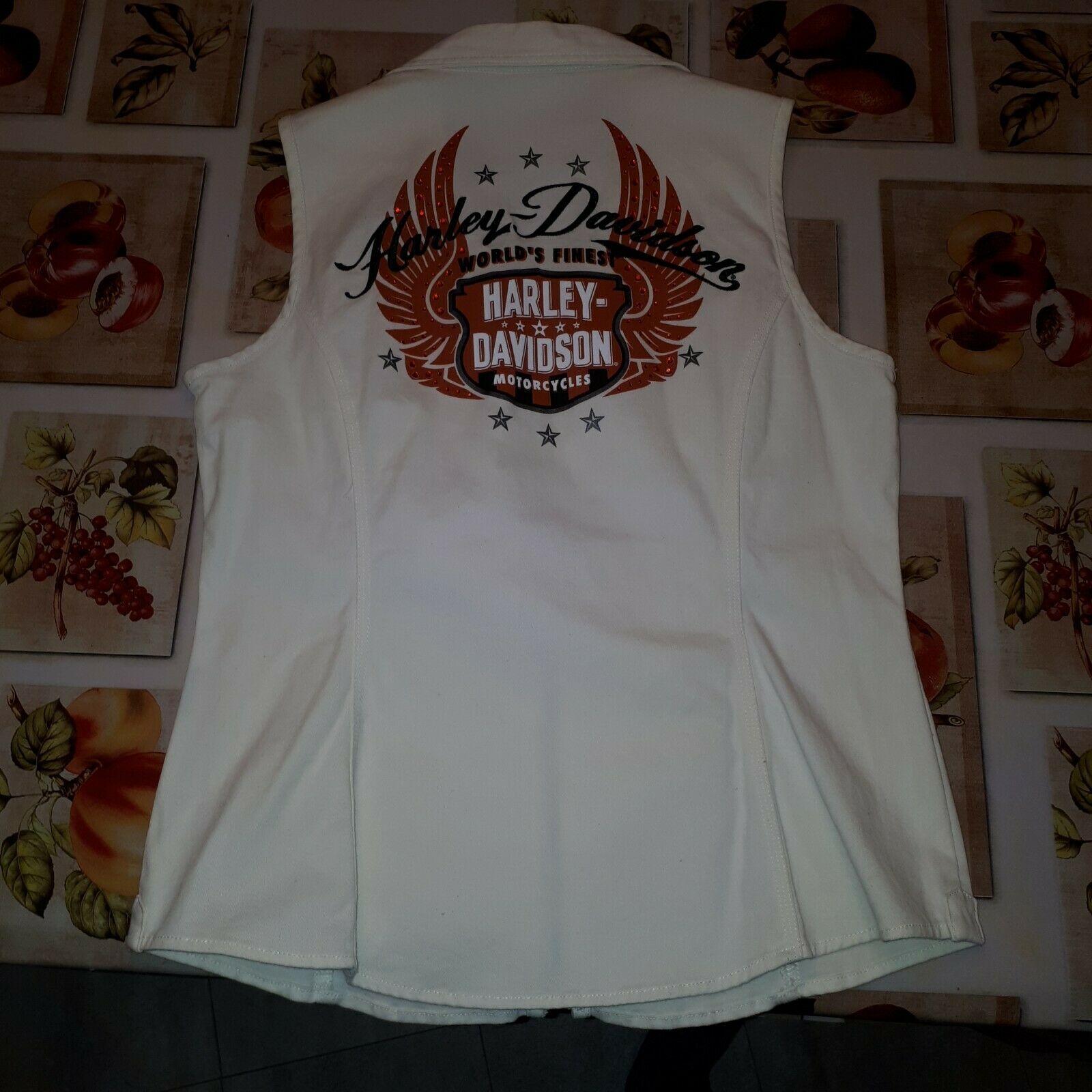 Harley Davidson Sleeveless Cotton Shirt Vest , Women's White