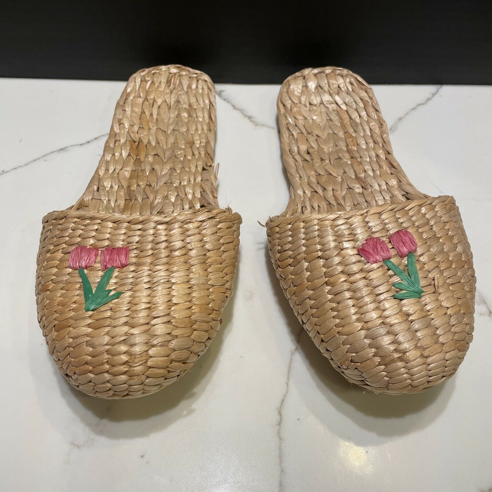 Unisex Natural Straw Woven Slipper Shoes Sandals Flip Flop Handmade ￼￼￼womens 10