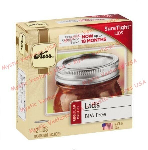 1 Box 12ct Kerr Regular Mouth Canning Jar Lids New Sealed 12 Total Lids