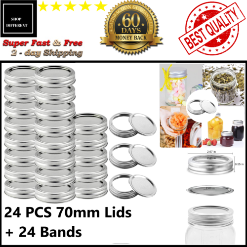 48pcs Regular Mouth Canning Jar Lids And Rings Split-type And Leak Proof 100%