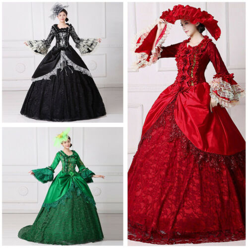 Women Halloween Dress Victorian Medieval Princess Costume Gown Marie Dress
