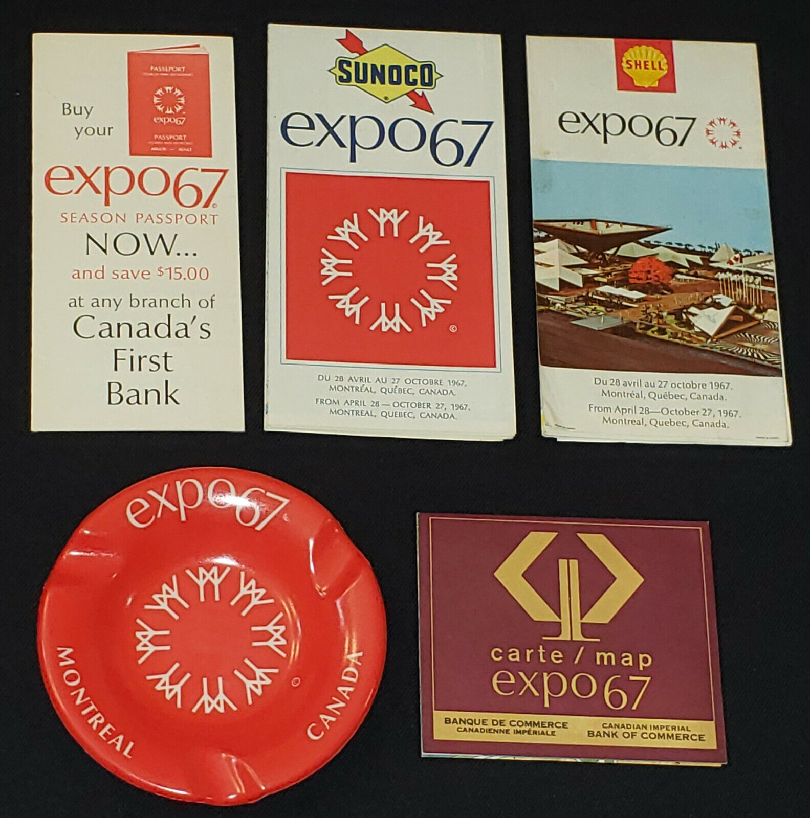 1967 - Montreal World Fair - Expo 67 - Collectible Items (5) - Original