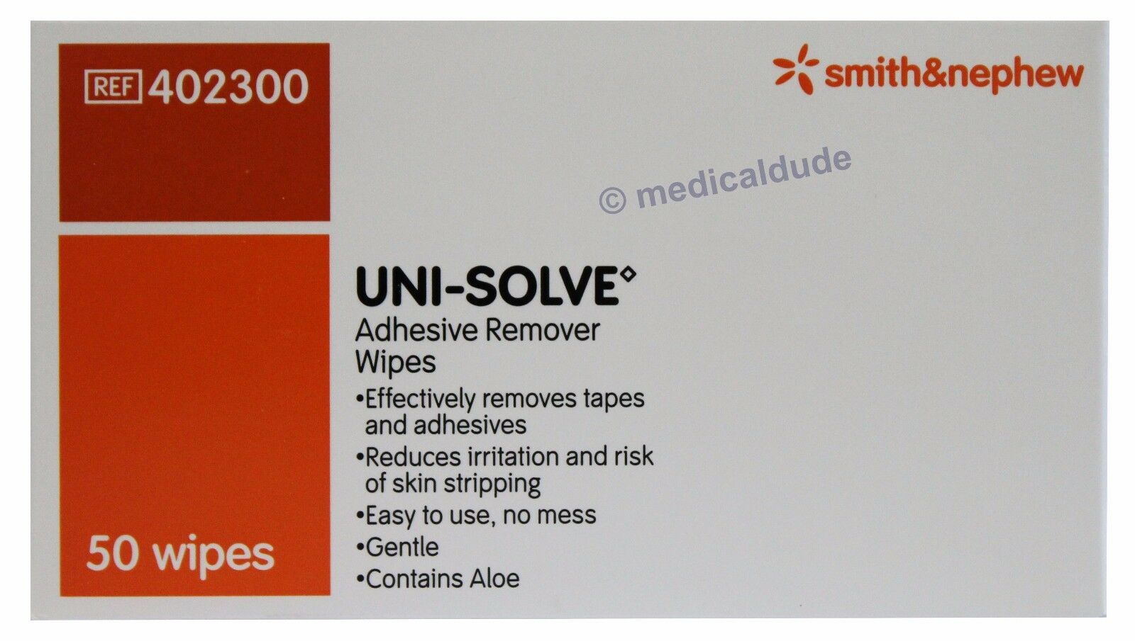 50 Pack Uni-solve Gentle No Mess Adhesive Remover Wipes Smith & Nephew