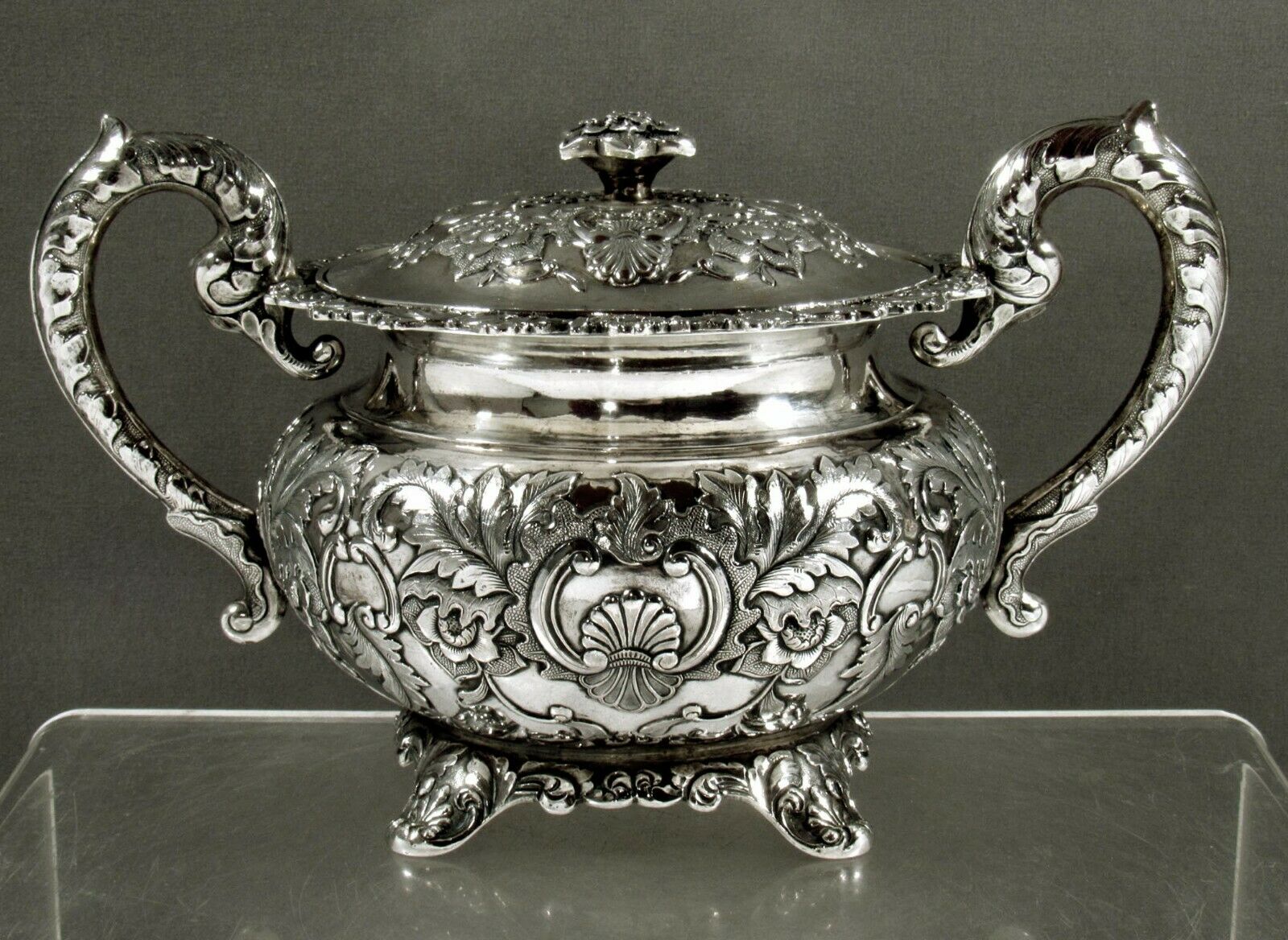 Chinese Export Silver Sugar Bowl     c1840 CAPT. PEELE