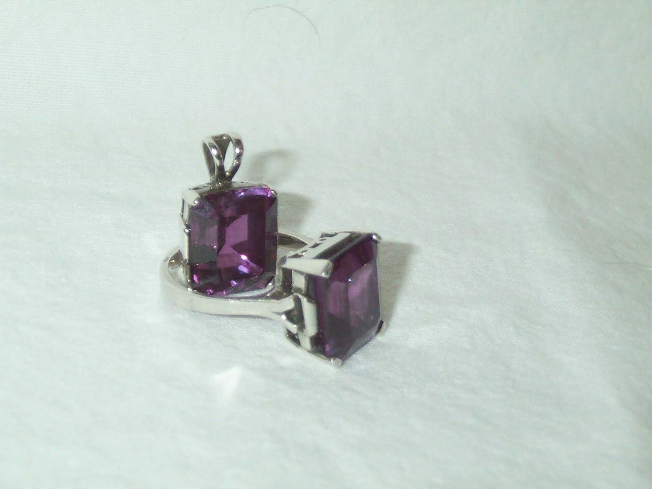 Matching Amethyst ? Ring & Pendant Marked Ca 925