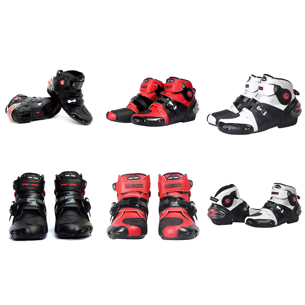 NEW Motorcycle Boots Street Bike Speed Black Red White US 8 9 9.5 10.5 11 12 13