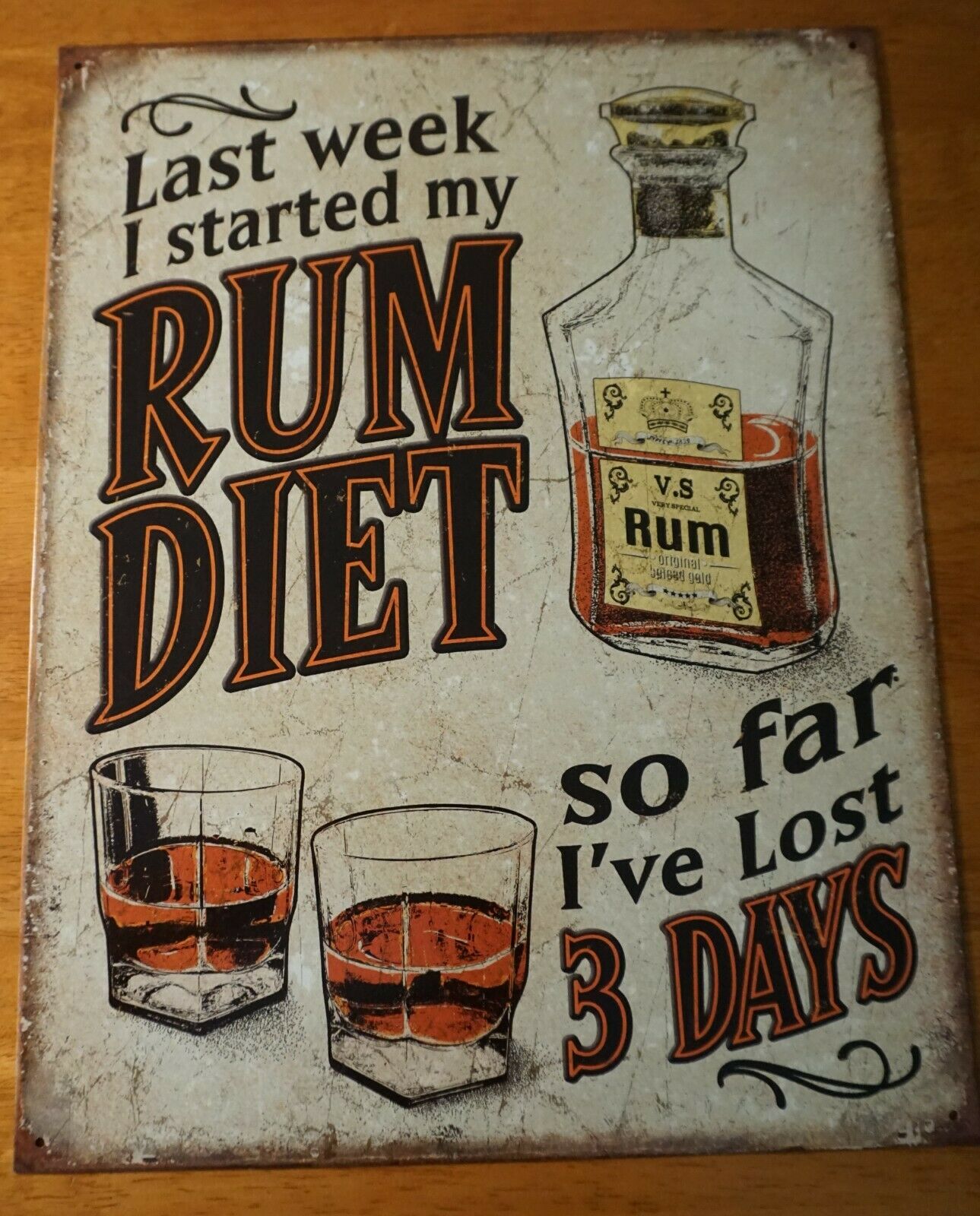 Funny RUM DIET SIGN Distillery Bar Pub Tavern Tiki Bar Pirate Home Decor NEW