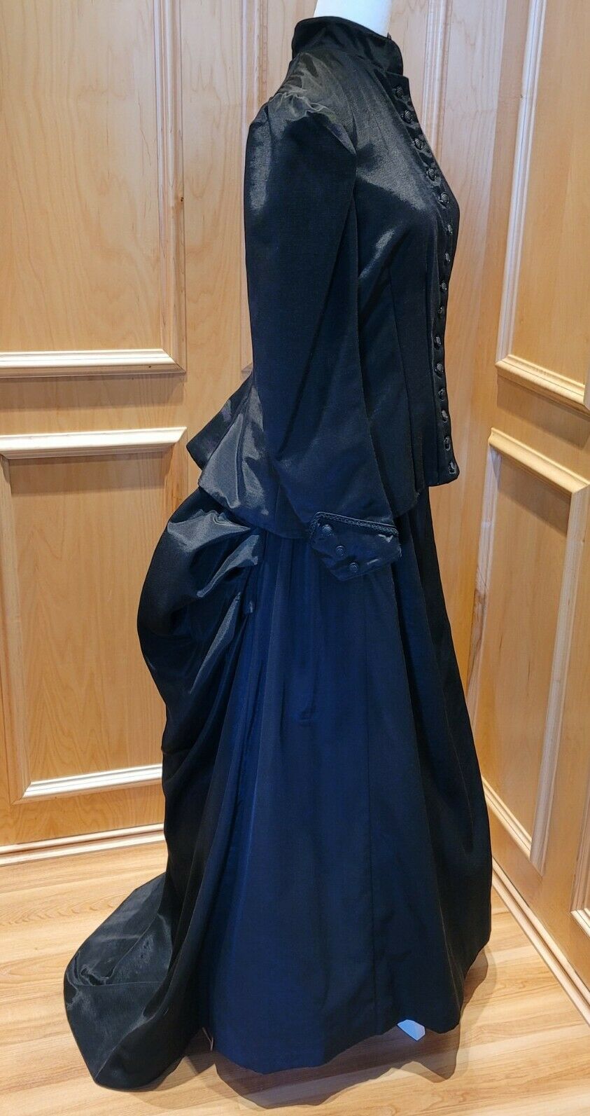 Victorian Edwardian Black 2 Piece Historical Reproduction Mourning Dress