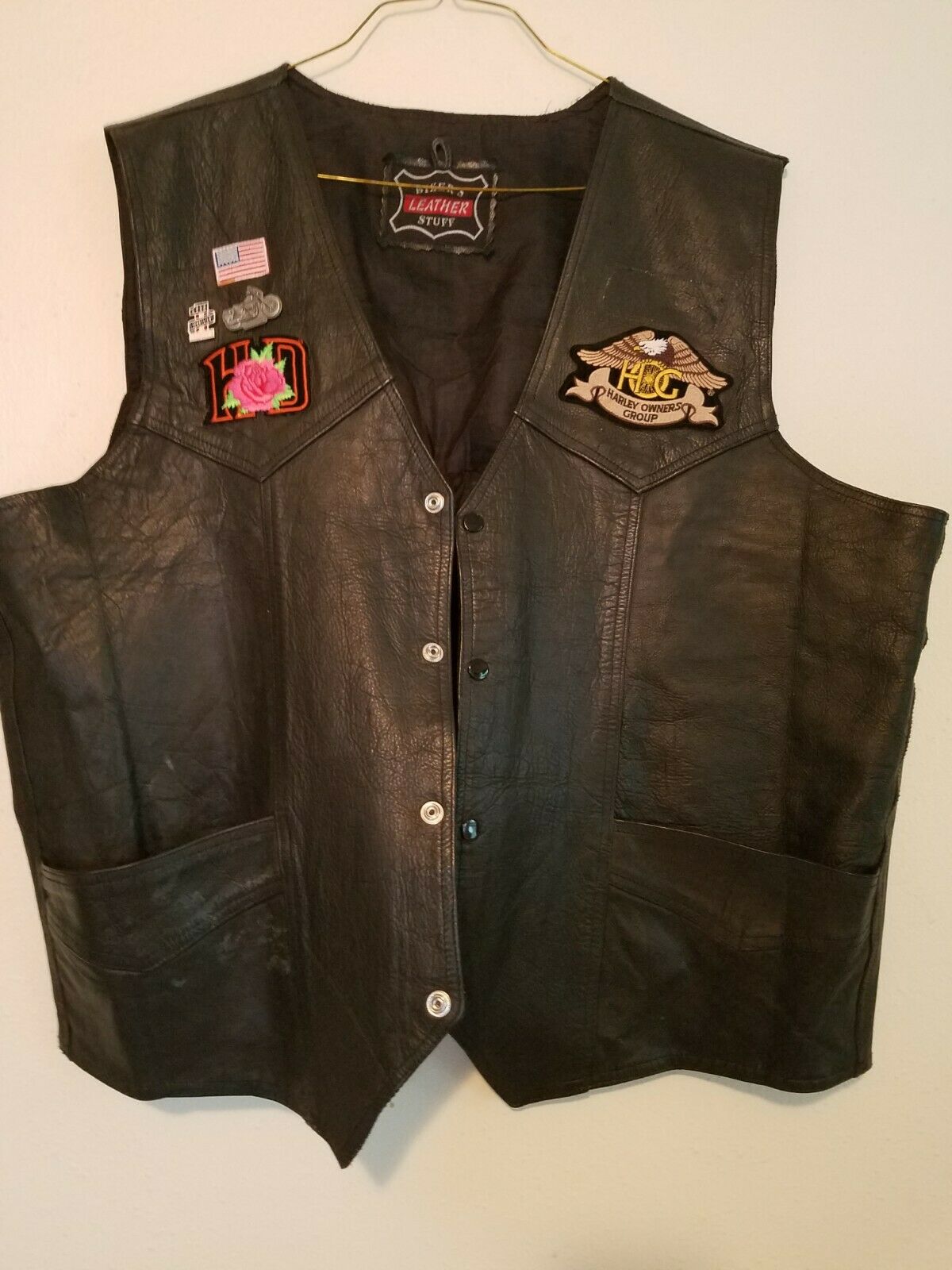 Biker Harley Leather Vest Patches And Pins XL XXL