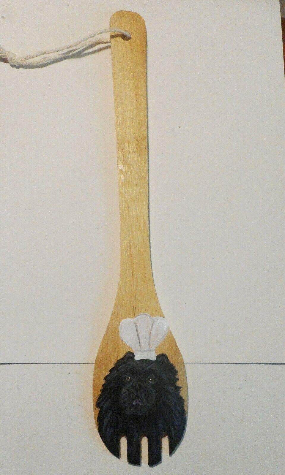 Black Chow Chow Dog Hand Painted Wooden Spoon Fork Kitchen decor