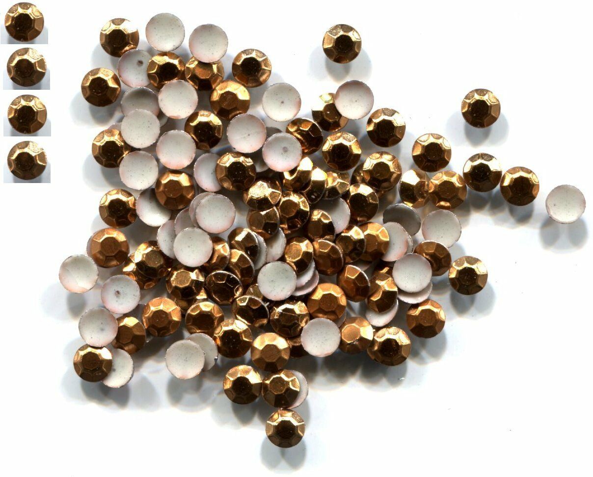 Rhinestuds Faceted Metal 4mm Hot Fix  Copper  Iron On   2 Gross  288 Pieces